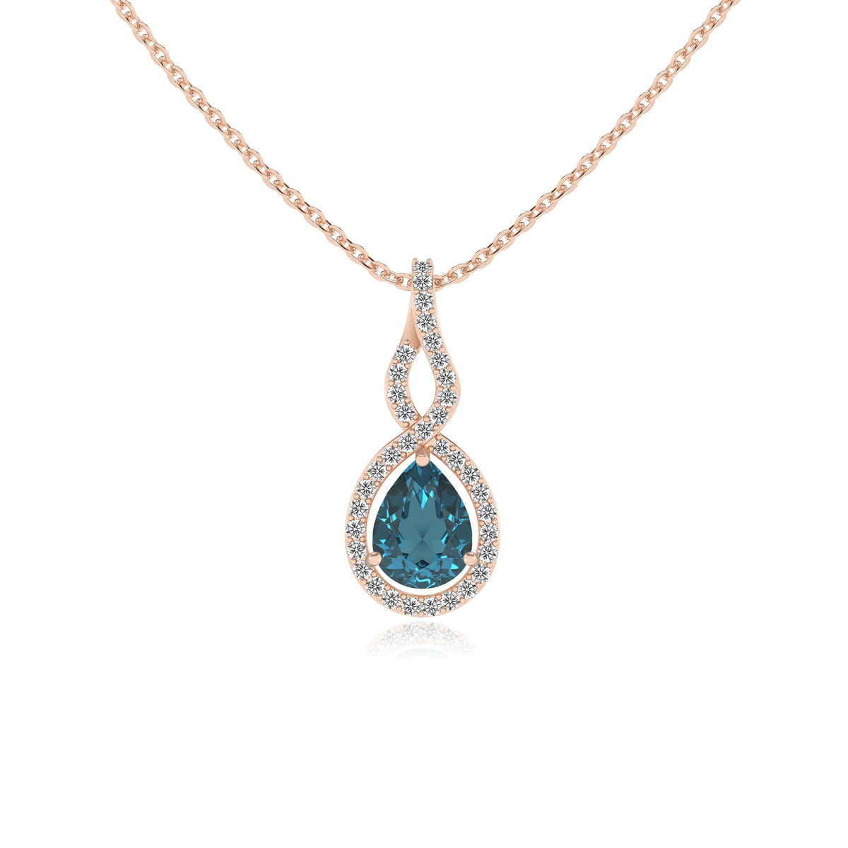 natural london-blue-topaz pear necklaces in rose gold 
