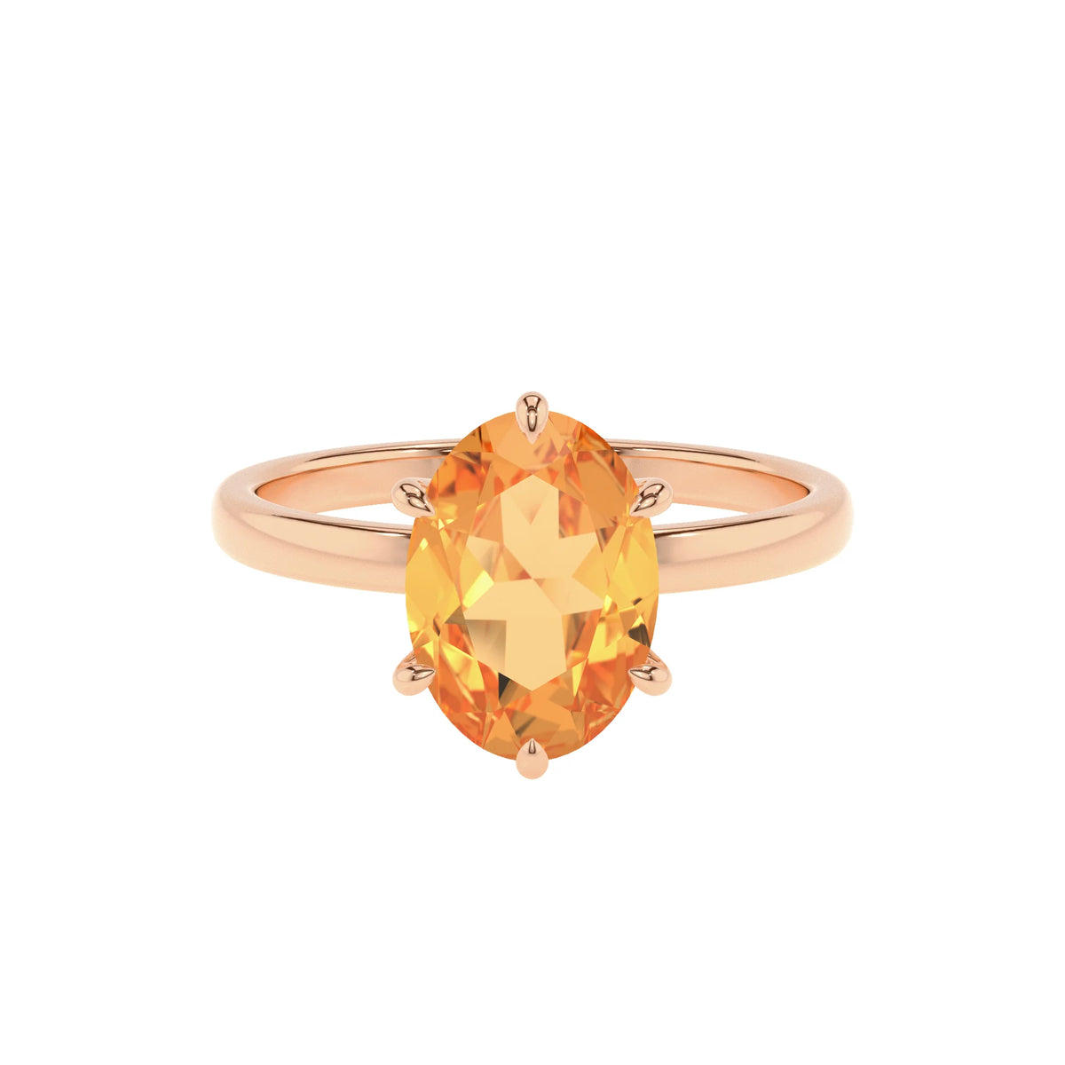 lab grown citrine oval solitaire rings in rose gold 