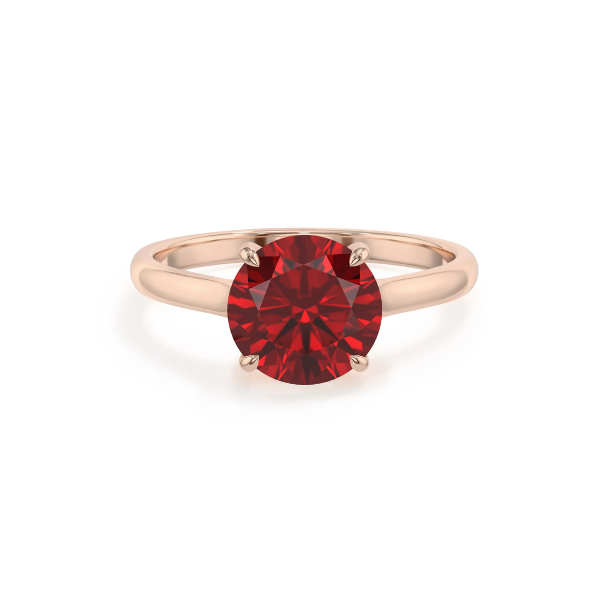 lab grown ruby round solitaire rings in rose gold 