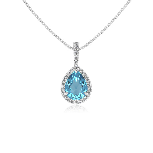 natural swiss-blue-topaz pear solitaire necklaces in platinum 