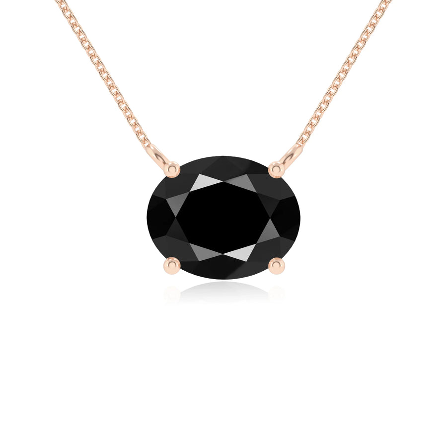 natural black-onyx oval solitaire necklaces in rose gold 