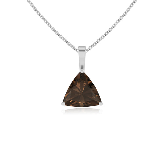 natural smoky-quartz trillion solitaire necklaces in white gold 