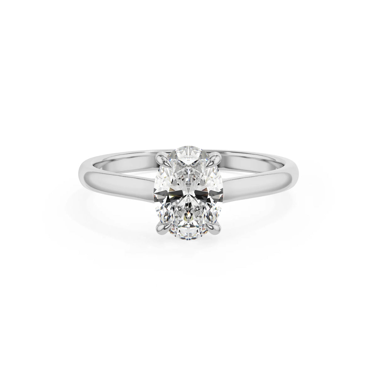 lab grown moissanite oval solitaire rings in platinum 