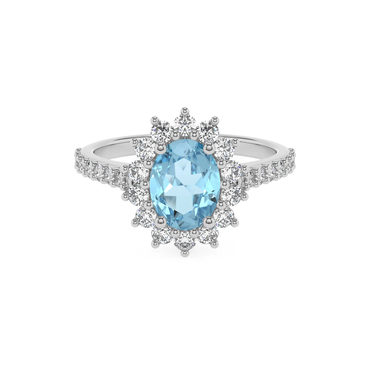 lab grown aquamarine oval solitaire rings in sterling silver 