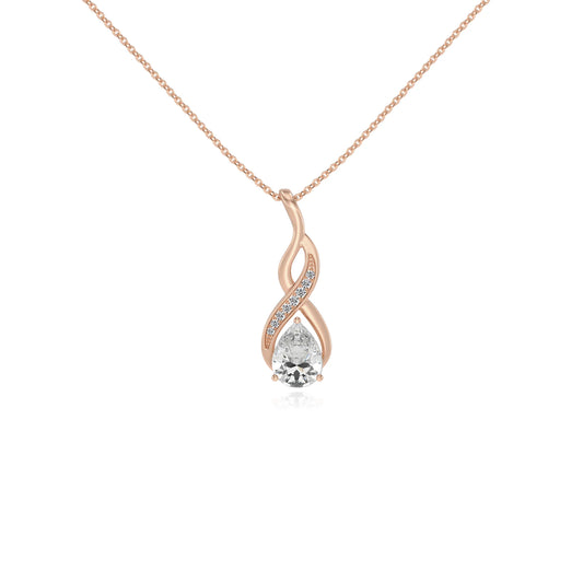 lab grown moissanite pear solitaire necklaces in rose gold 