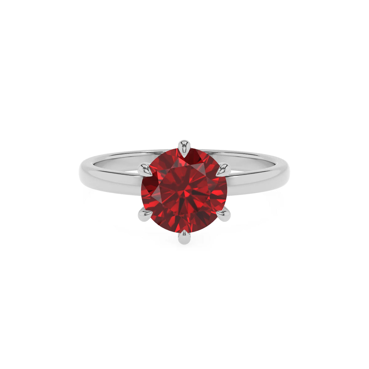lab grown ruby round solitaire rings in white gold 