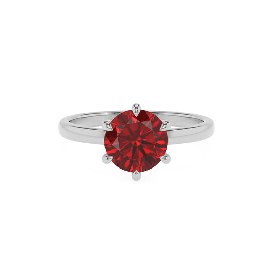lab grown ruby round solitaire rings in white gold 