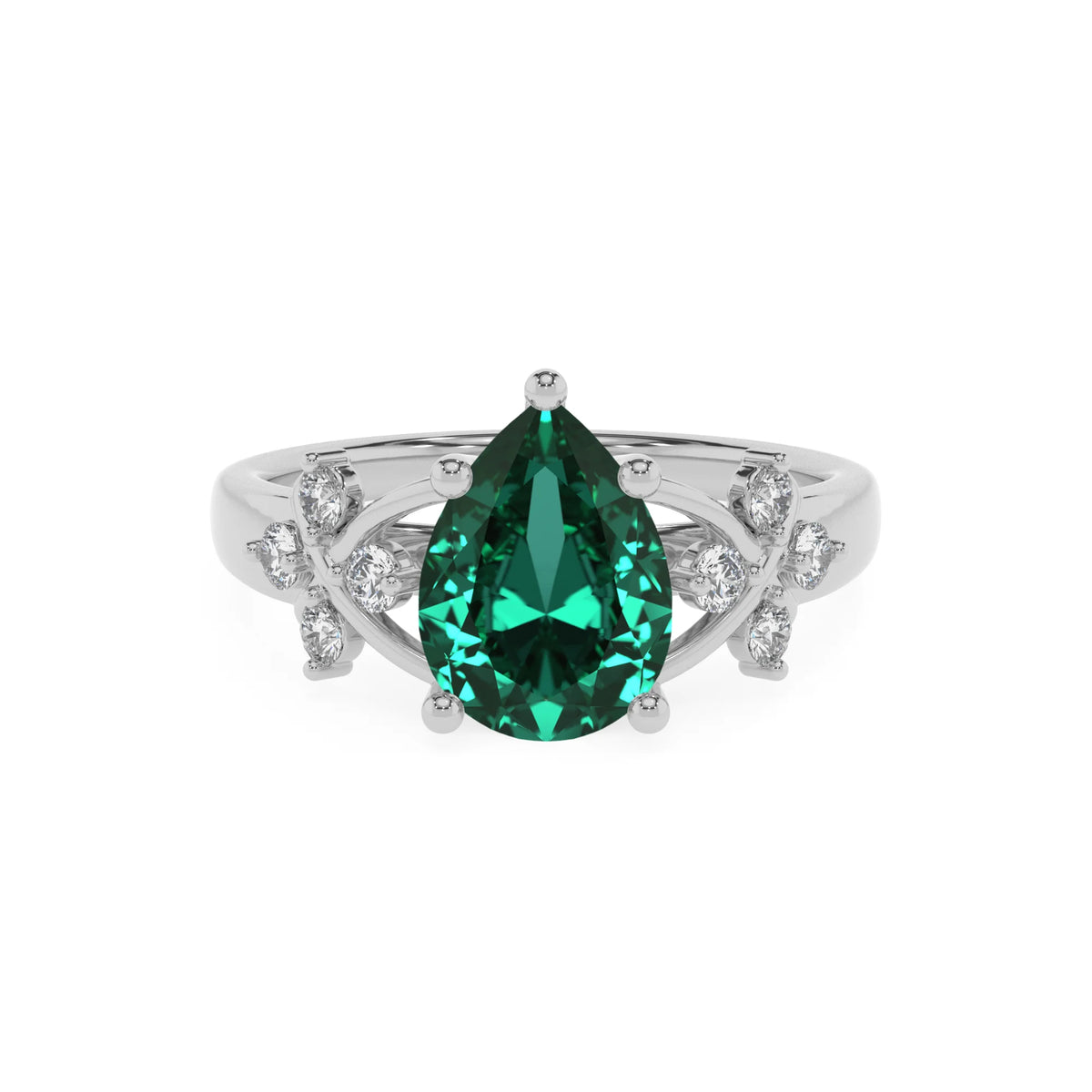 lab grown emerald pear solitaire rings in platinum 