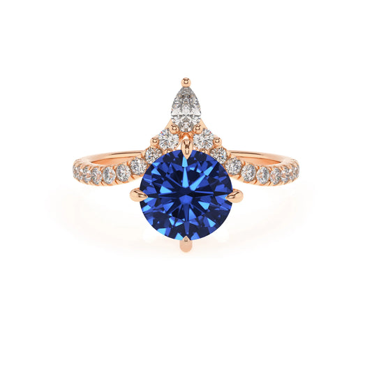 lab grown blue-sapphire round solitaire rings in rose gold 