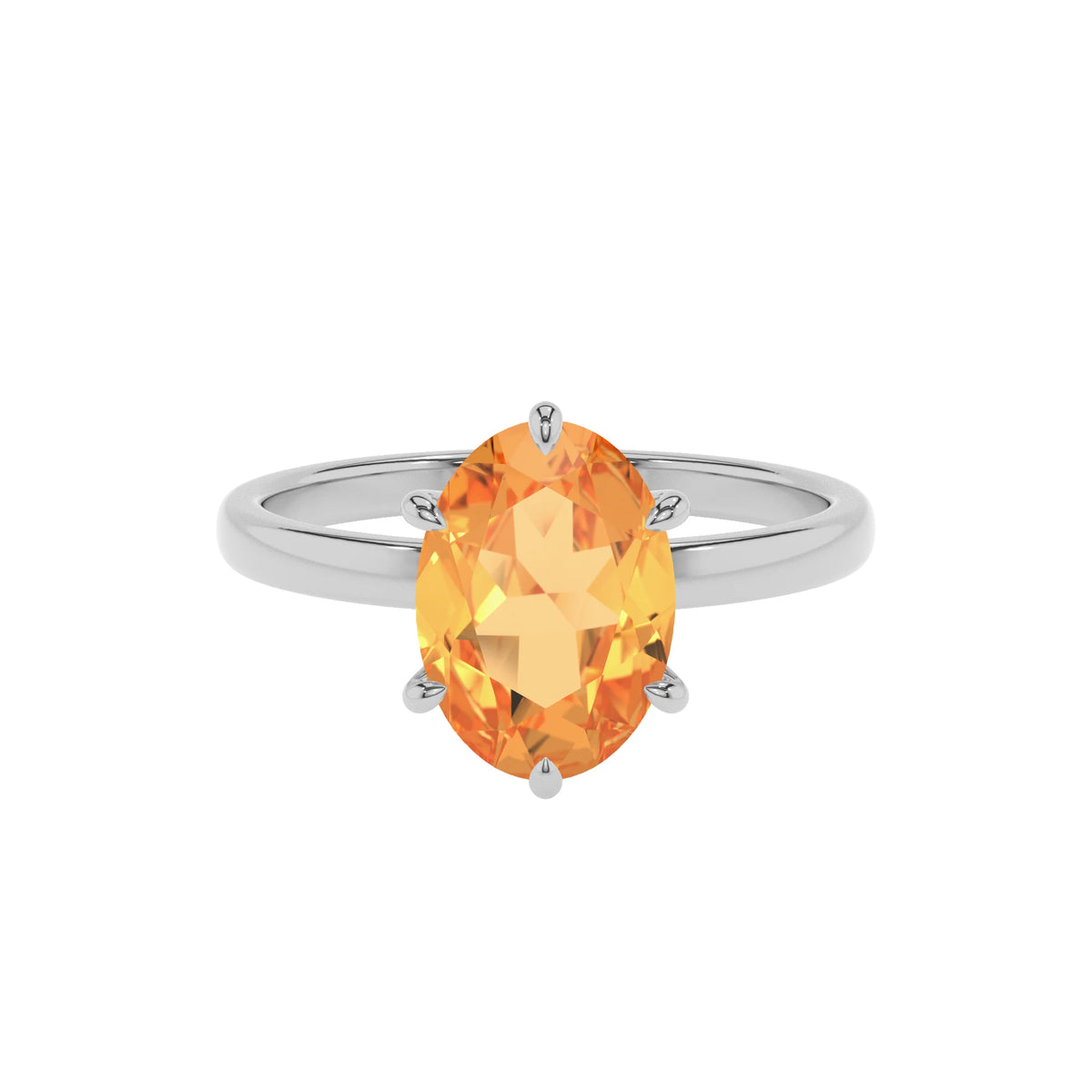 lab grown citrine oval solitaire rings in platinum 