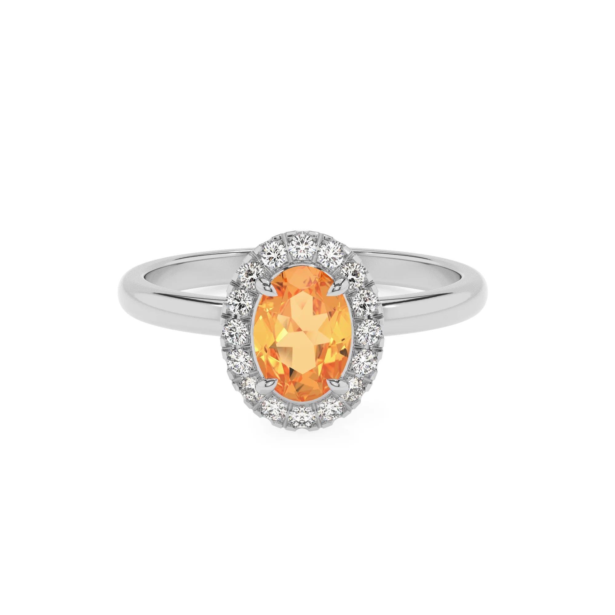 lab grown citrine oval solitaire rings in white gold 