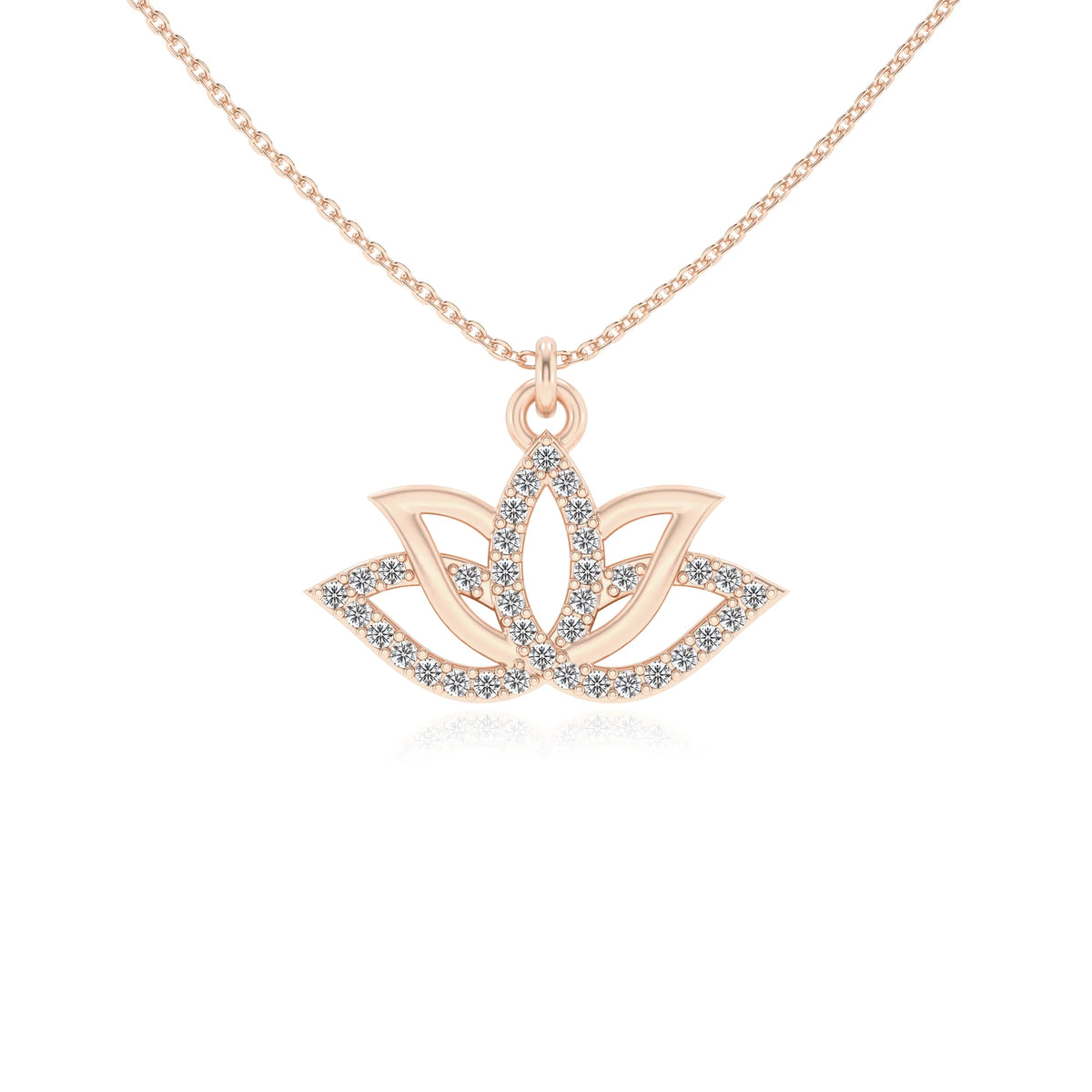 lab grown diamond round infinity necklaces in rose gold 