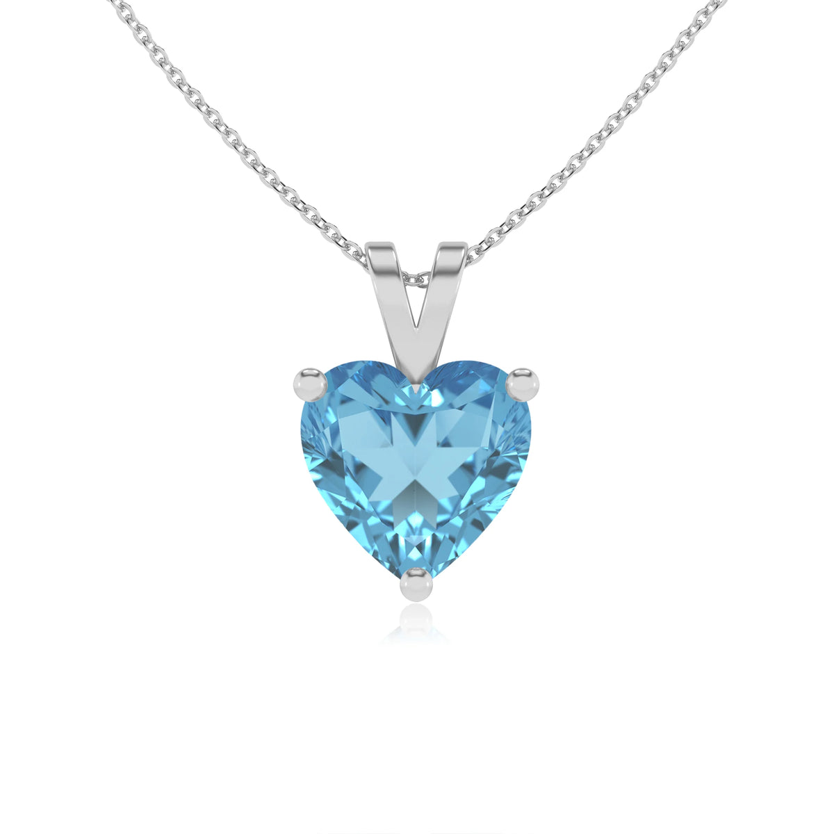 natural swiss-blue-topaz heart solitaire v-bale necklaces in white gold 