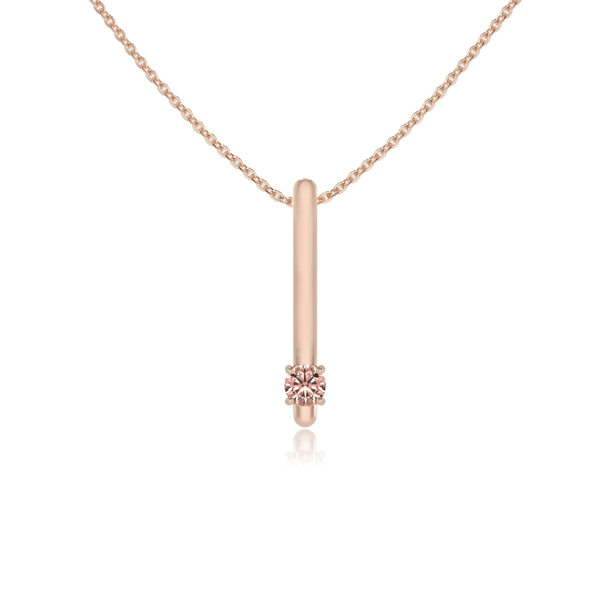 lab grown morganite round bar necklaces in rose gold 