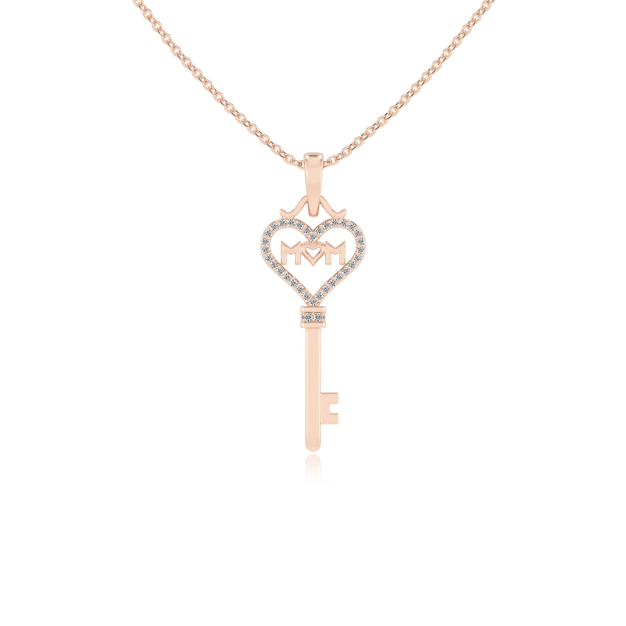 lab grown moissanite round necklaces in rose gold 