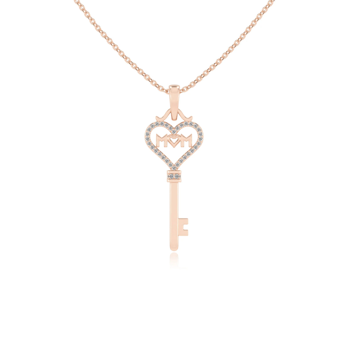 lab grown moissanite round necklaces in rose gold 