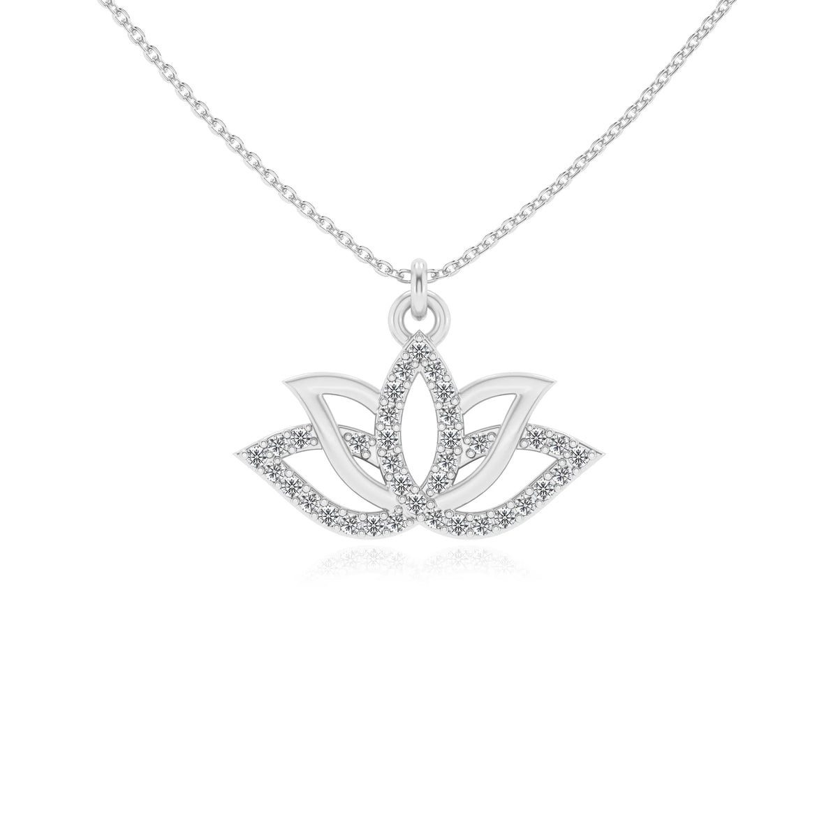 lab grown diamond round infinity necklaces in white gold 