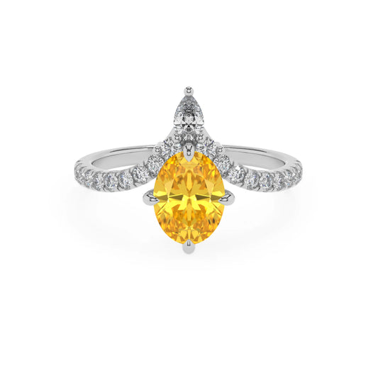 lab grown yellow-sapphire oval solitaire rings in white gold 