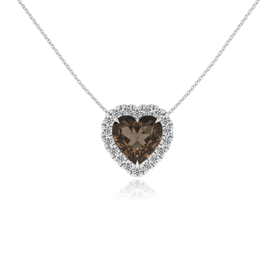 natural smoky quartz heart solitaire necklaces in sterling silver 