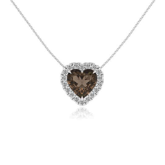 natural smoky quartz heart solitaire necklaces in sterling silver 