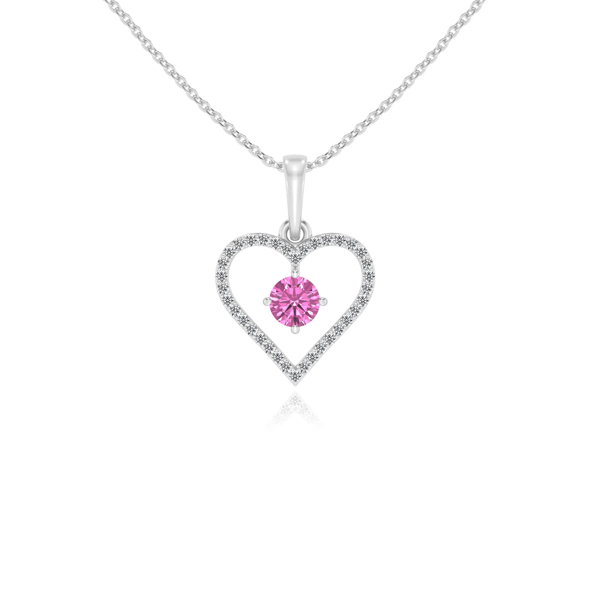 lab grown pink-sapphire round infinity necklaces in sterling silver 