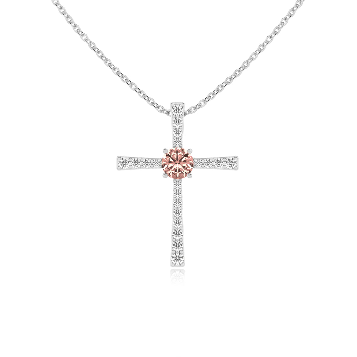lab grown morganite round infinity necklaces in sterling silver 