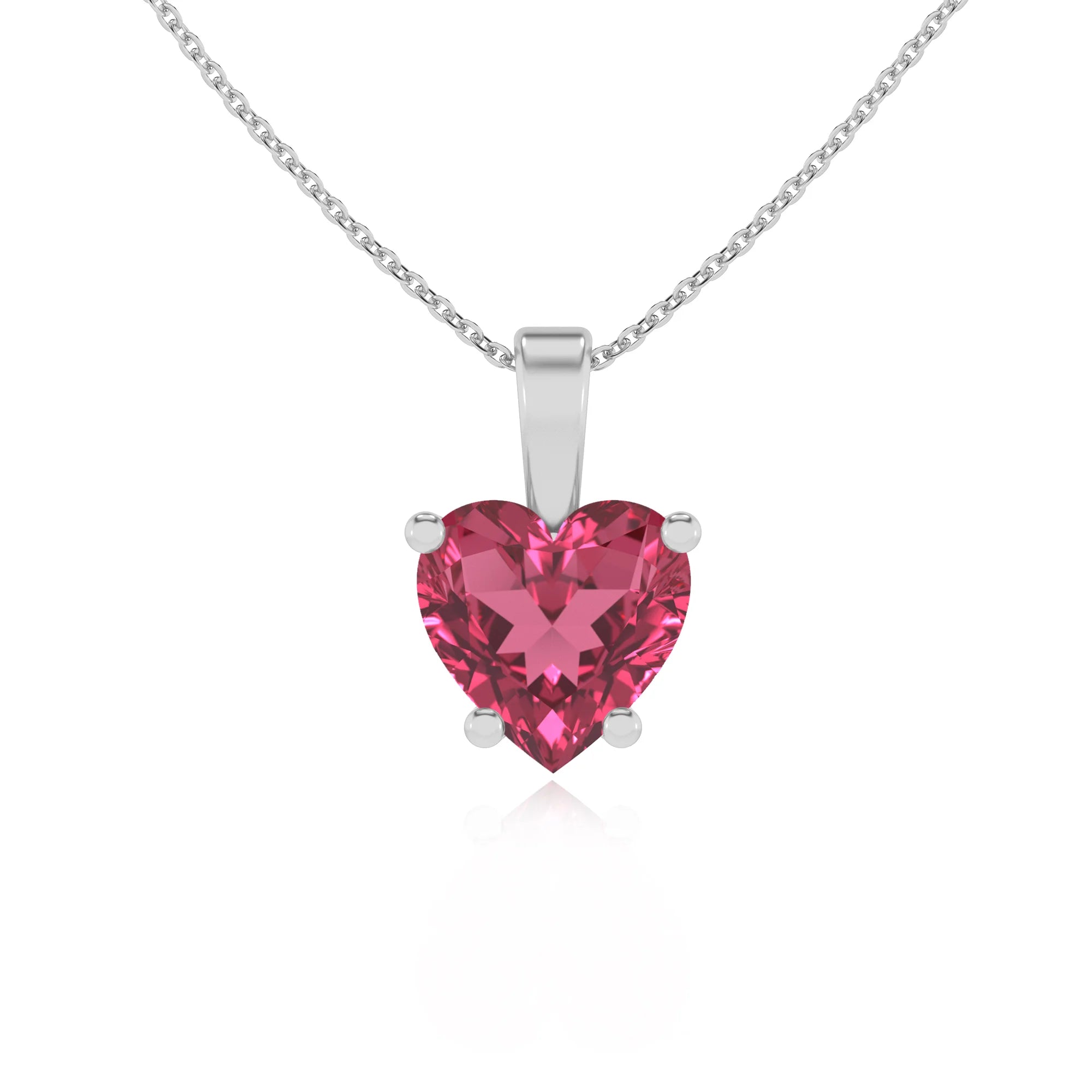 lab grown pink-tourmaline heart solitaire necklaces in platinum 