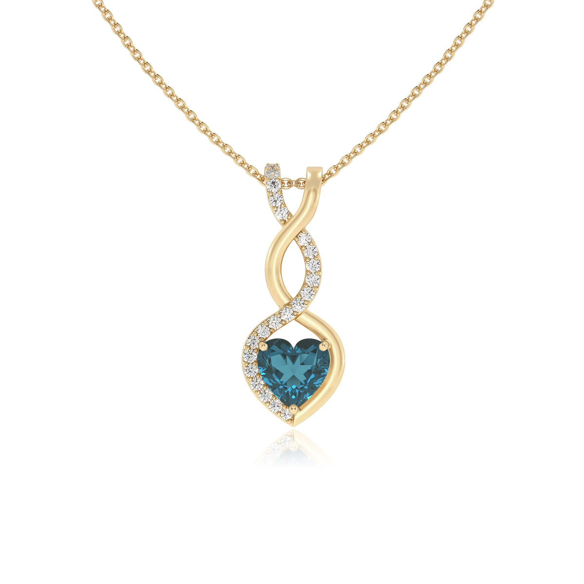 natural london-blue-topaz heart infinity necklaces in yellow gold 