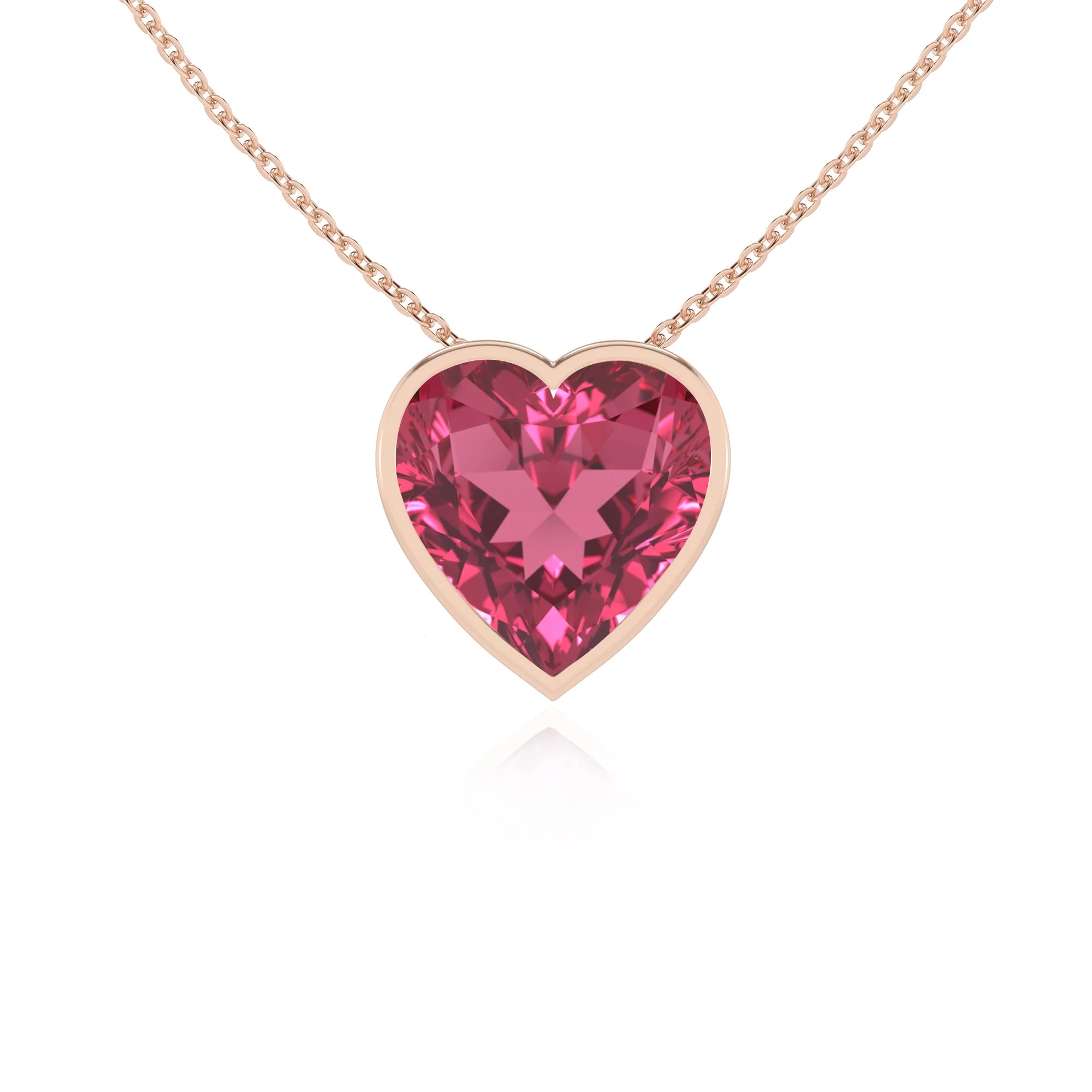 lab grown pink-tourmaline heart solitaire necklaces in rose gold 