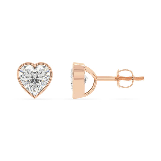 lab grown moissanite emerald cut stud earrings in rose gold 