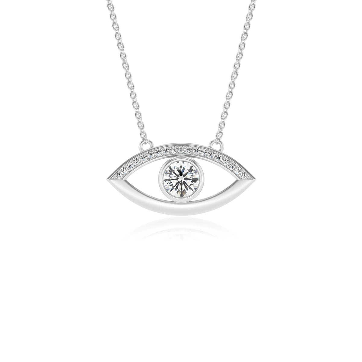 lab grown moissanite round solitaire necklaces in sterling silver 