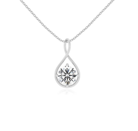 lab grown moissanite round solitaire necklaces in white gold 