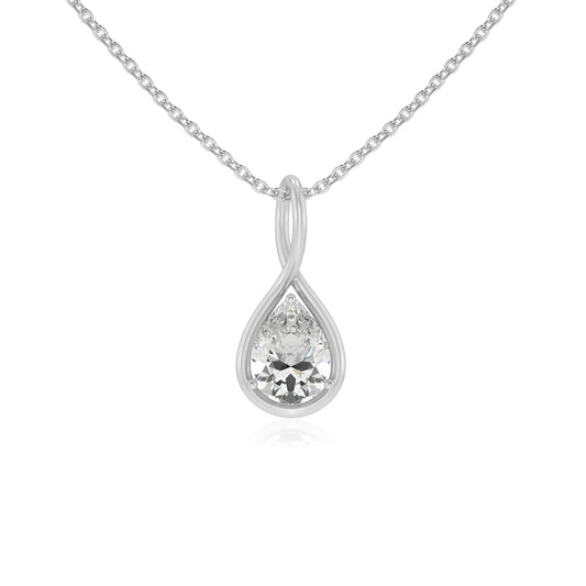 lab grown moissanite pear solitaire necklaces in platinum 