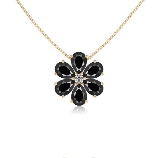natural black-onyx pear solitaire necklaces in yellow gold 