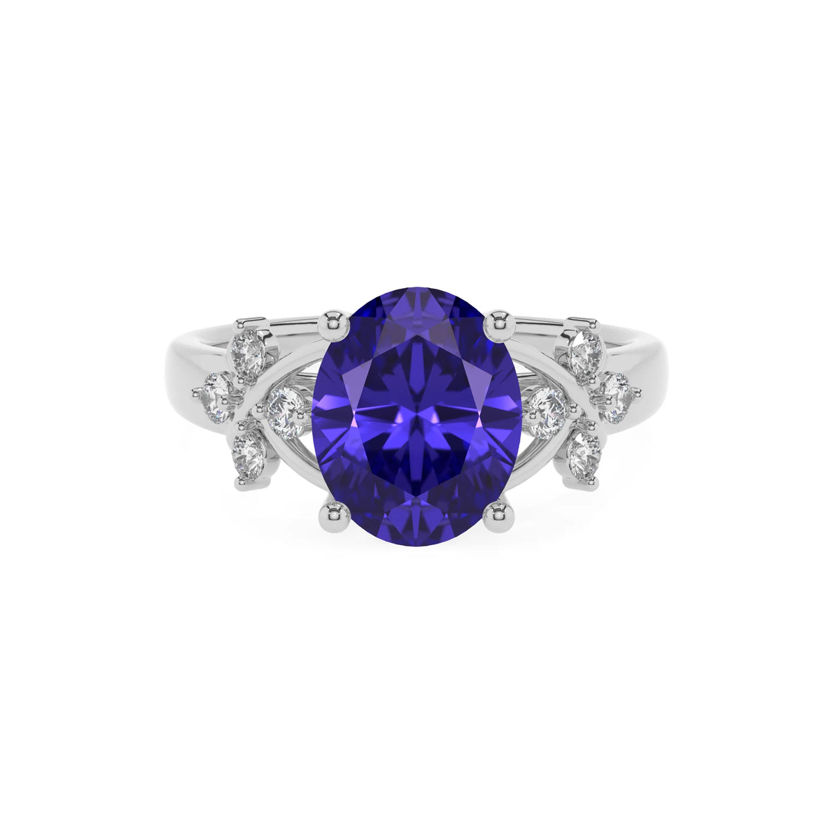 lab grown tanzanite oval solitaire rings in white gold 