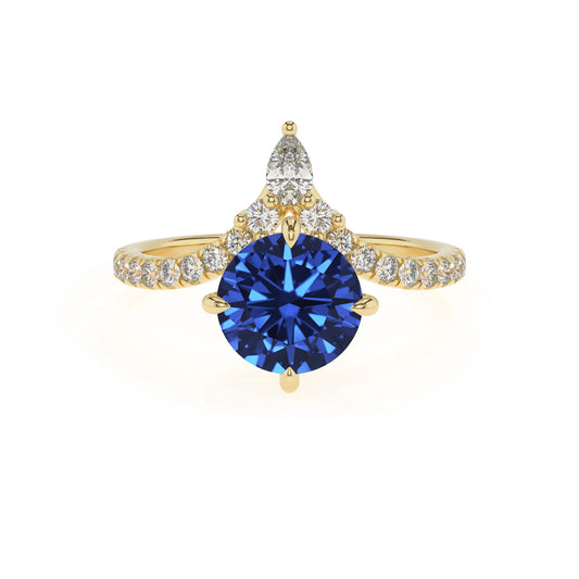 lab grown blue-sapphire round solitaire rings in yellow gold 