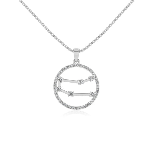 lab grown moissanite round necklaces in white gold 