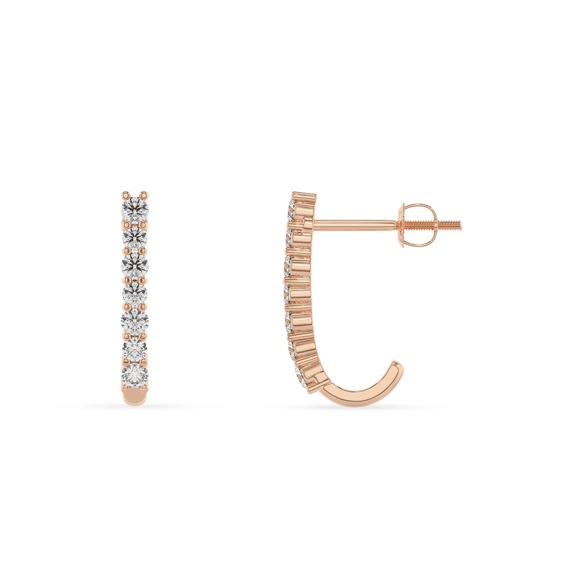 lab grown diamond round hoop earrings in rose gold 