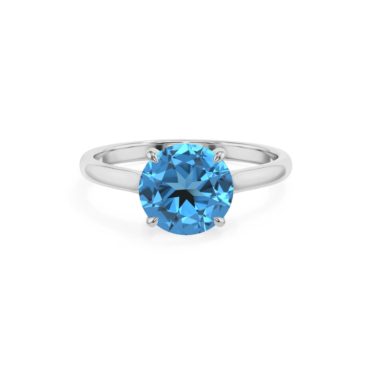 natural swiss-blue-topaz round solitaire rings in white gold 