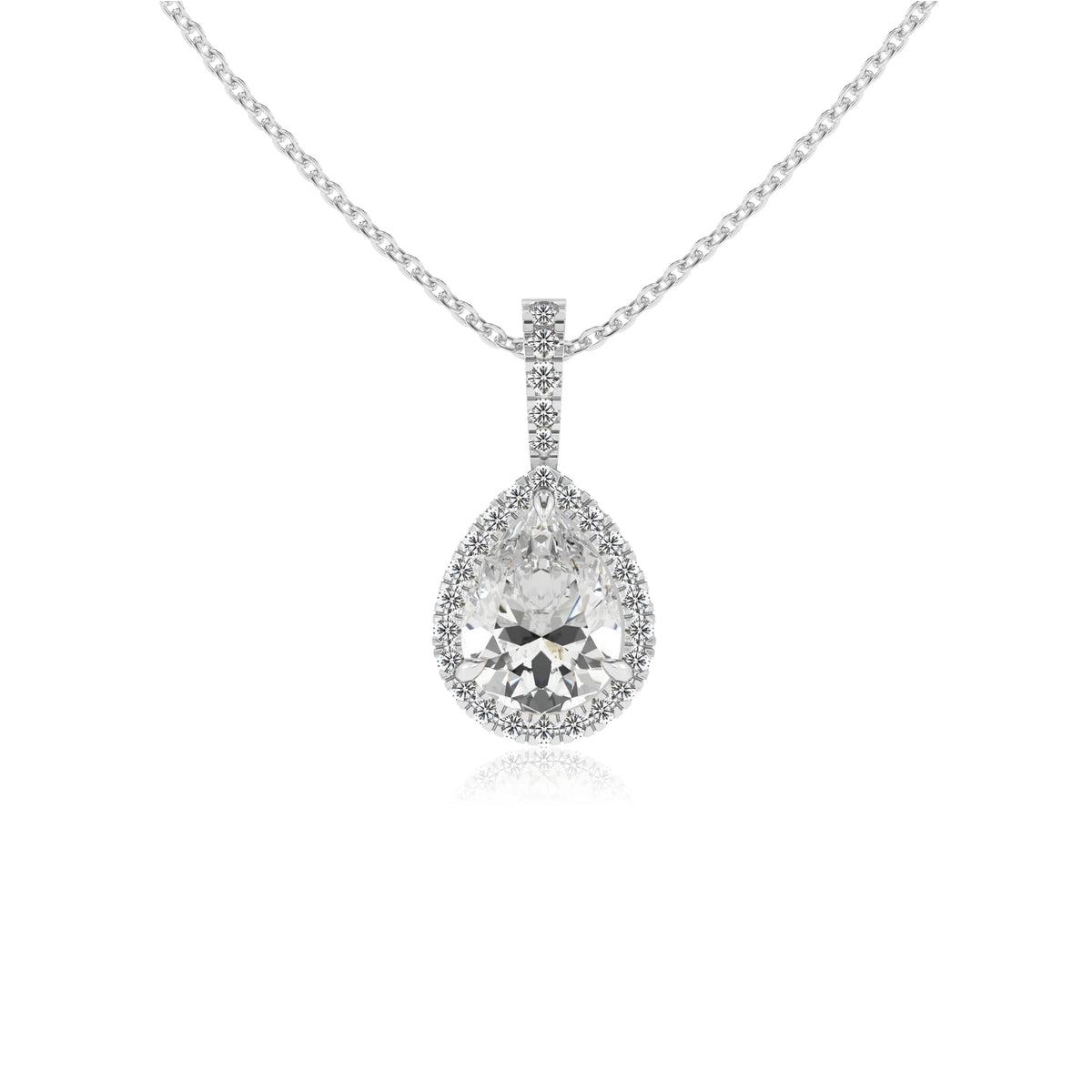 lab grown moissanite pear solitaire necklaces in sterling silver 