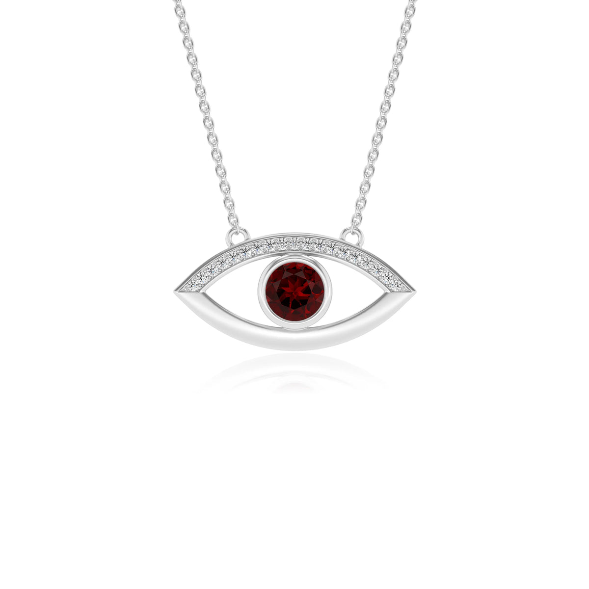 natural garnet round solitaire necklaces in sterling silver 