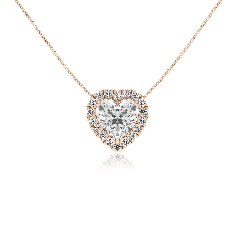 lab grown moissanite heart solitaire necklaces in rose gold 