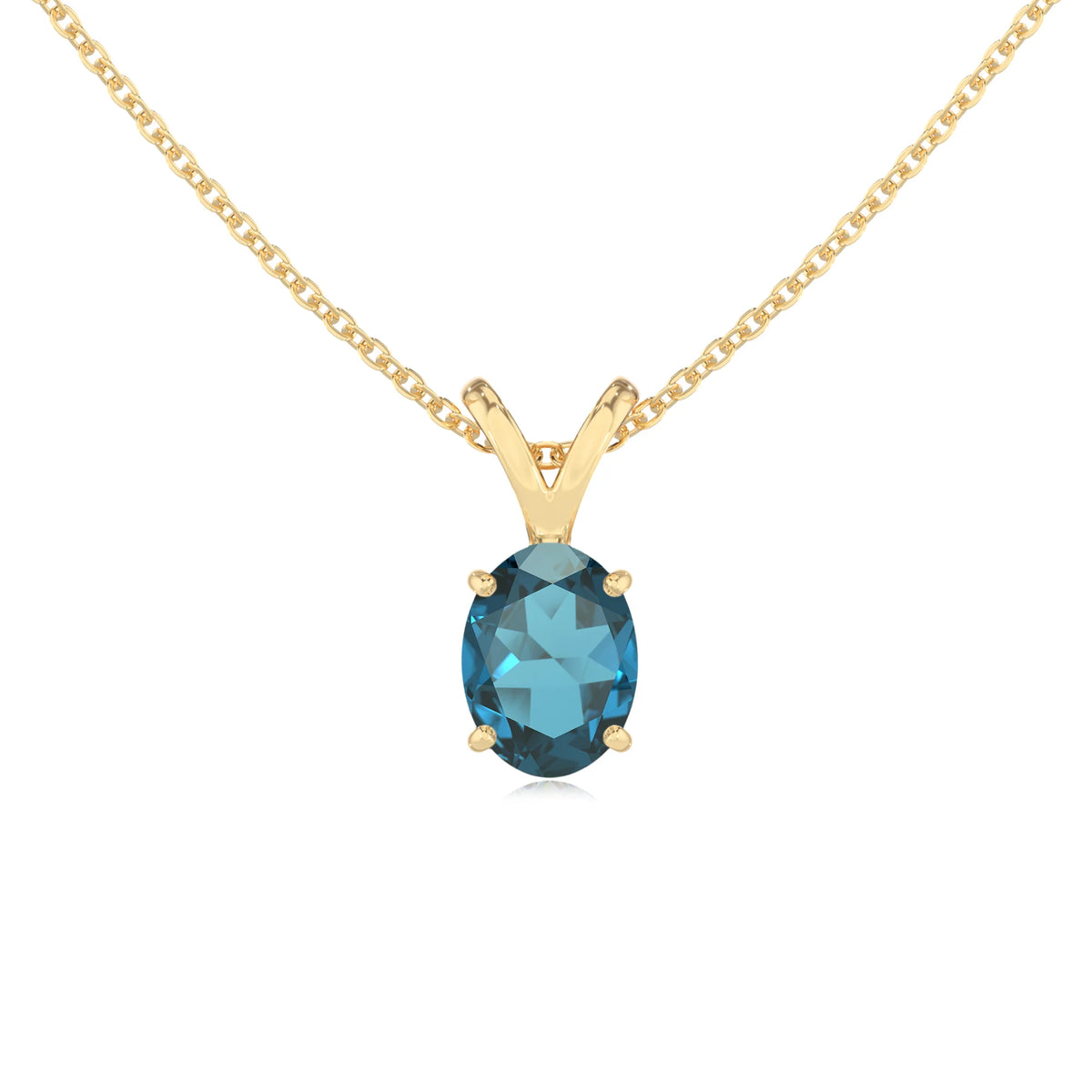 natural london-blue-topaz oval solitaire v-bale necklaces in yellow gold 
