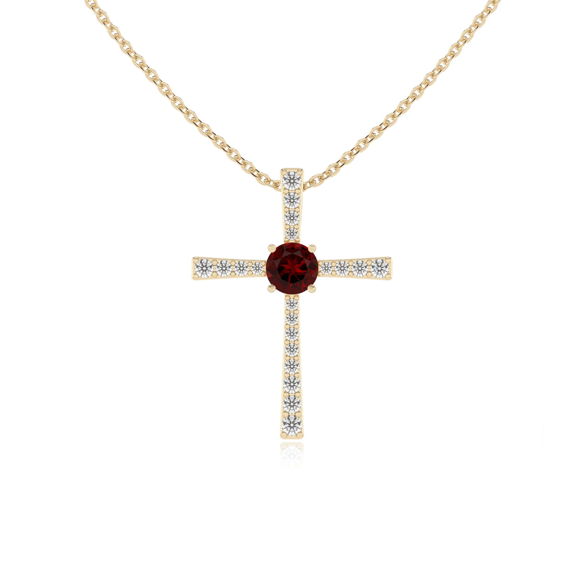 natural garnet round infinity necklaces in yellow gold 