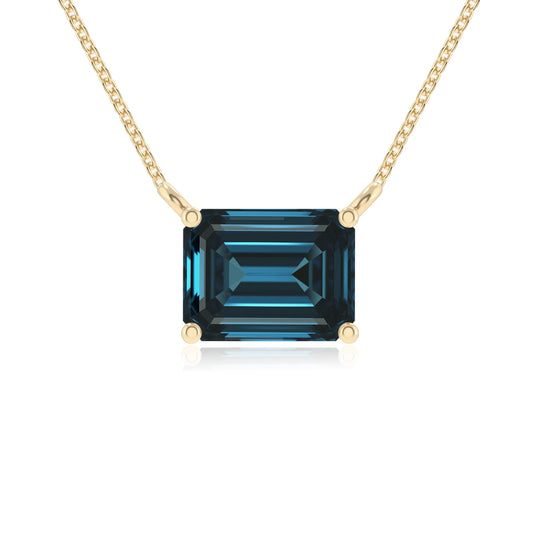 natural london-blue-topaz emerald cut solitaire necklaces in yellow gold 