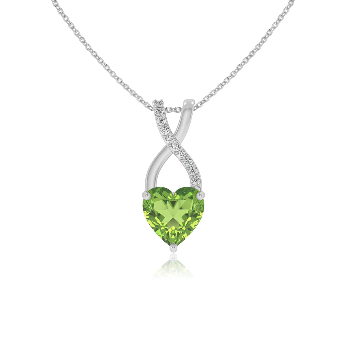 natural peridot heart solitaire necklaces in sterling silver 