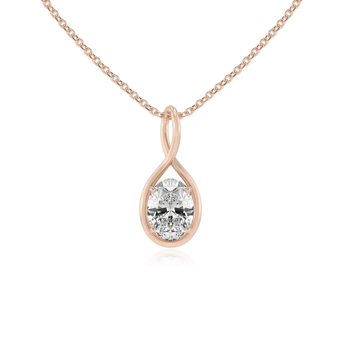 lab grown moissanite oval solitaire necklaces in rose gold 