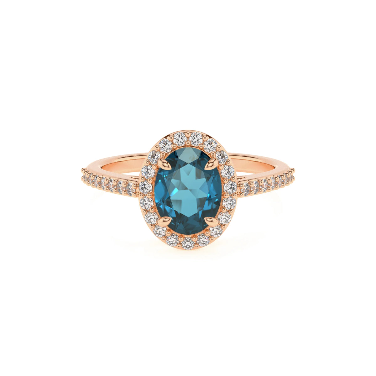 natural london-blue-topaz oval solitaire rings in rose gold 