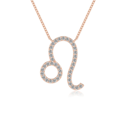 lab grown moissanite round necklaces in rose gold 