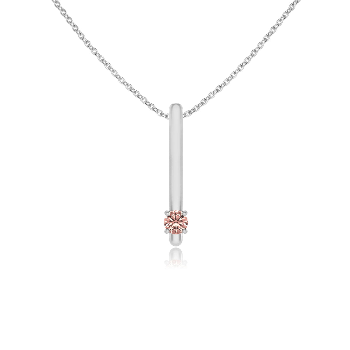 lab grown morganite round bar necklaces in sterling silver 